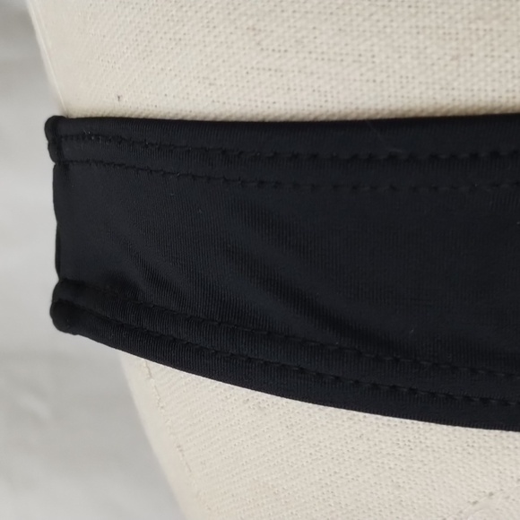 NWOT Black one piece swimsuit, plunge neckline, belted waistline, high on hip - Picture 5 of 12